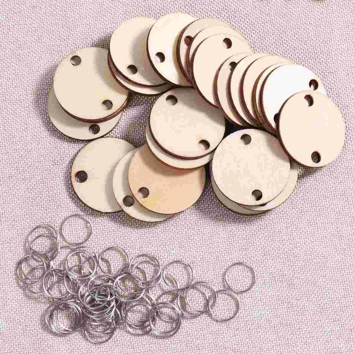 50 Pcs Wood Chip Hanging Board Accessories Wooden Discs for Birthday Calendar Home Decor Disks with Holes Tracker Crafts