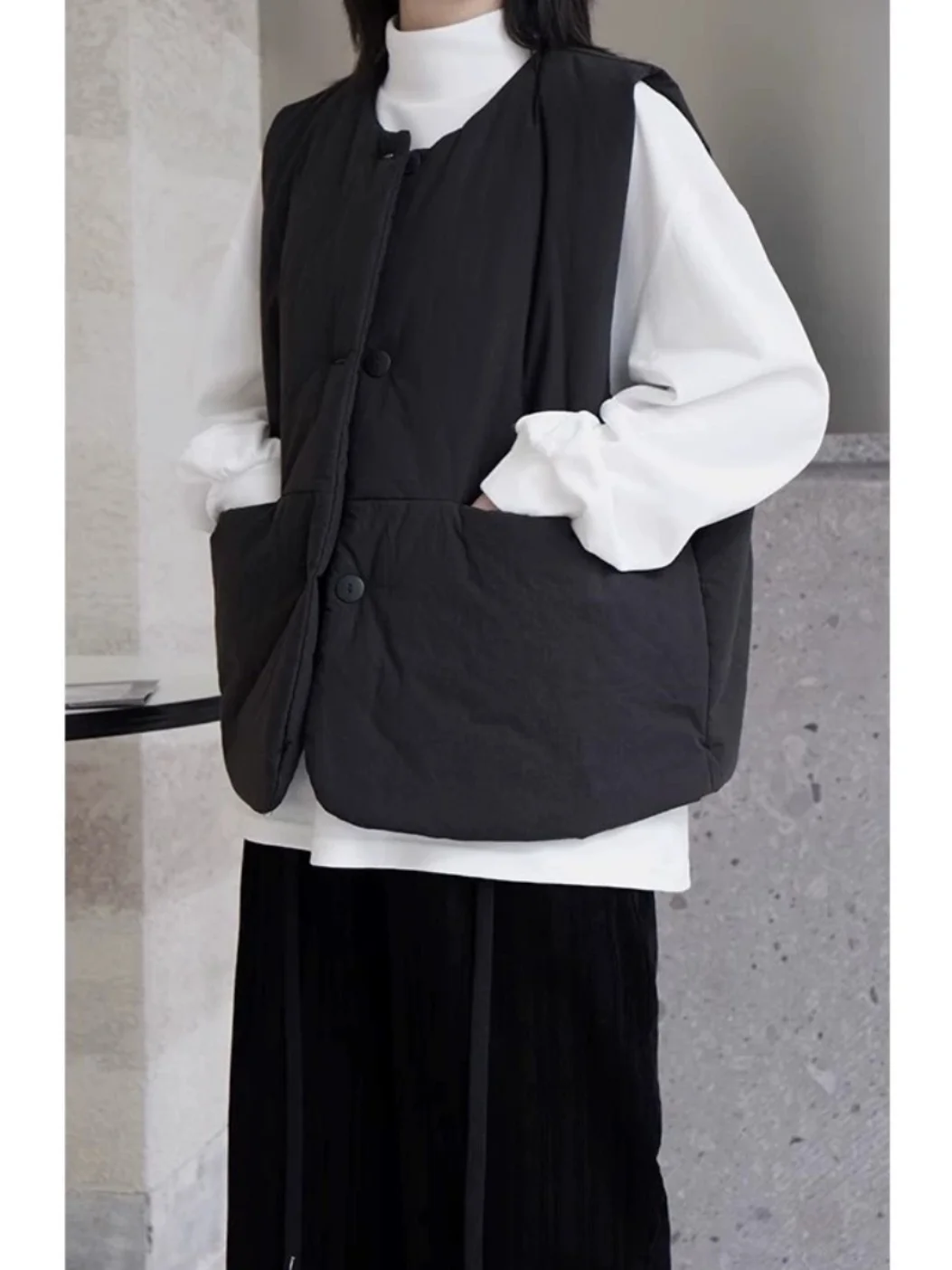 

Женский хлопковый жилет k Thiened Jaet, зимняя теплая верхняя одежда Faion, универсальный круглый цвет на одной пуговице