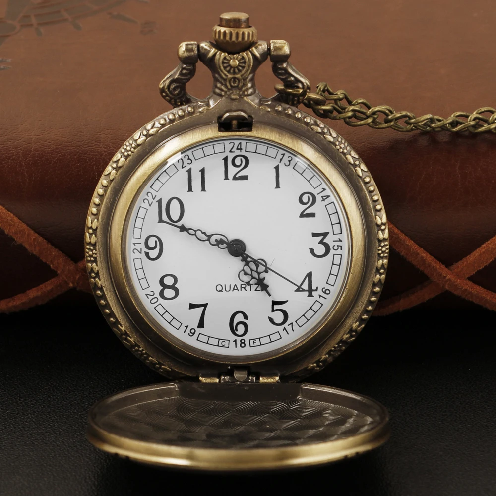 الكلاسيكية أبي منحوتة كوارتز ساعة الجيب ريترو شهم سيدة قلادة قلادة ساعة رقمية أفضل هدية عيد الأب #4