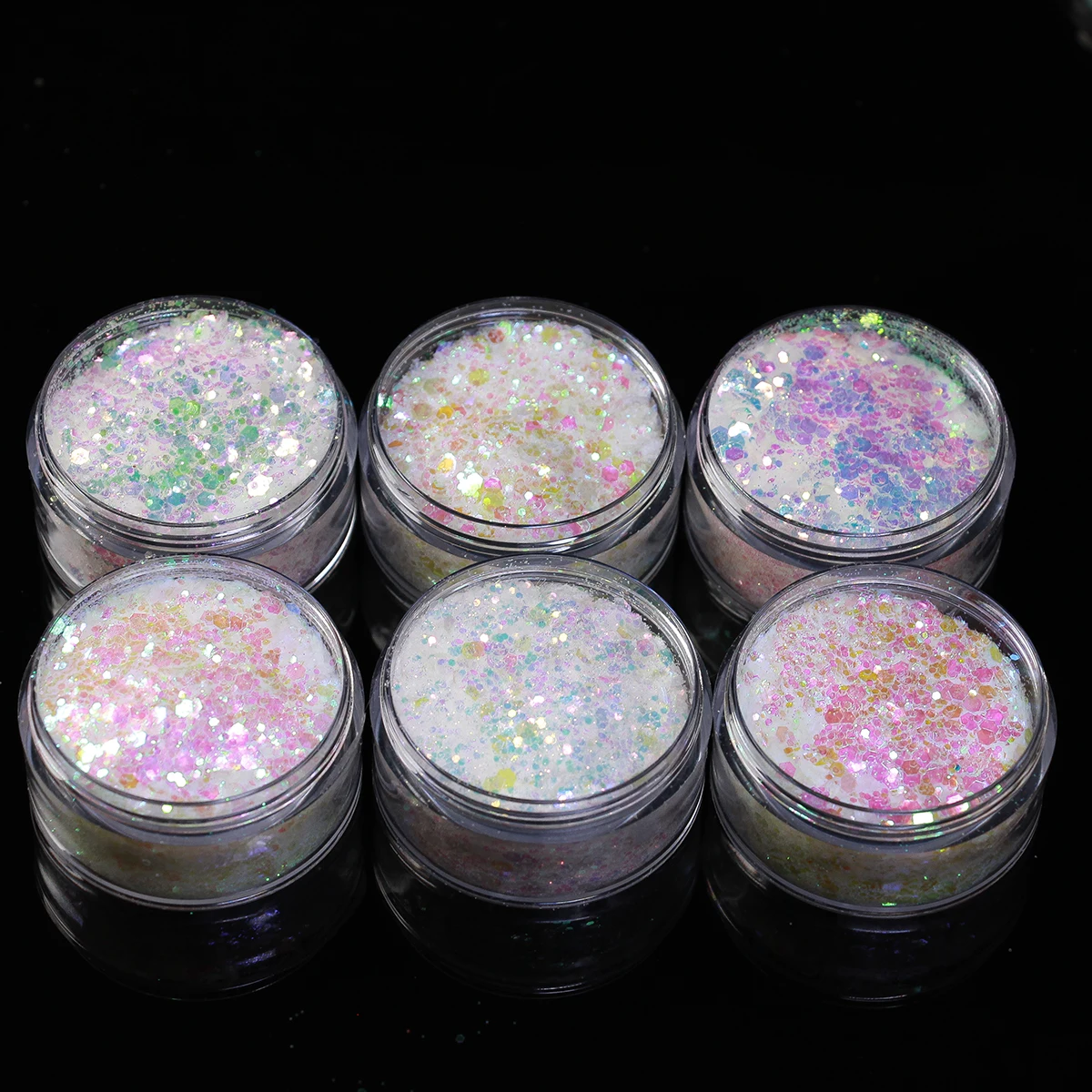 Sparkly Chameleon Nail Opal Flakes Magic Mirror Aurora Dikke nagelpailletten Pigment Oogschaduw Colorshift Zeemeermin Nagel Chroomstof