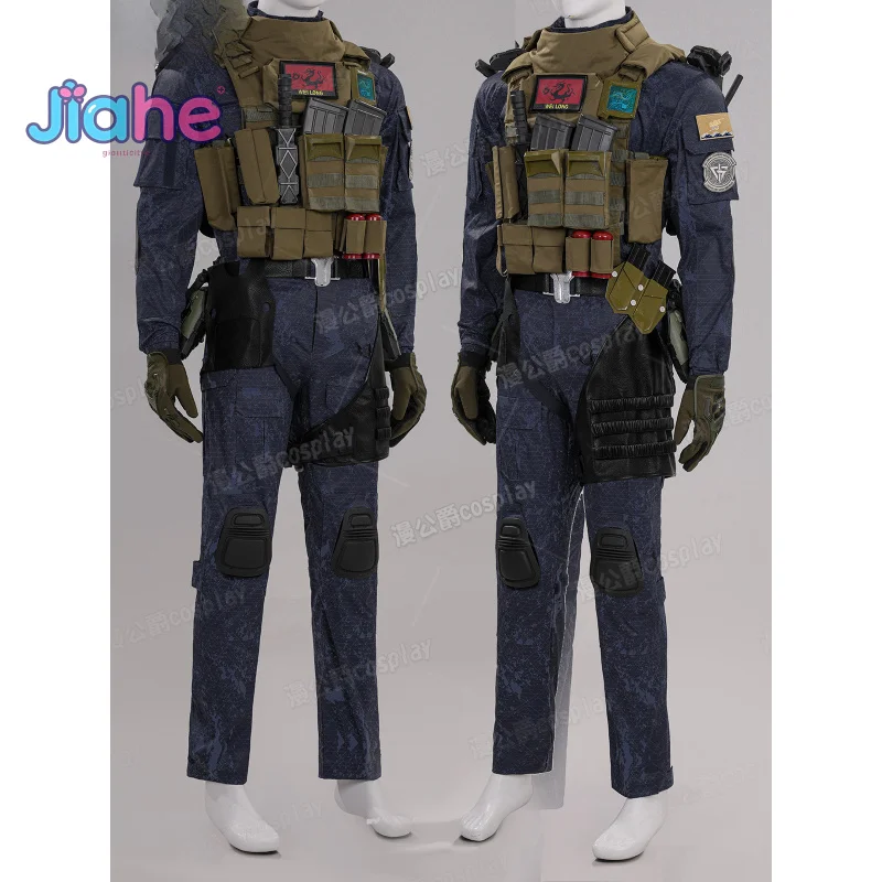 لعبة دلتا فورس: هوك أوبس لونج وي أزياء تنكرية للهالوين عالية الجودة للرجال والنساء زي قتالي مجموعة إكسسوارات قفازات دعامة