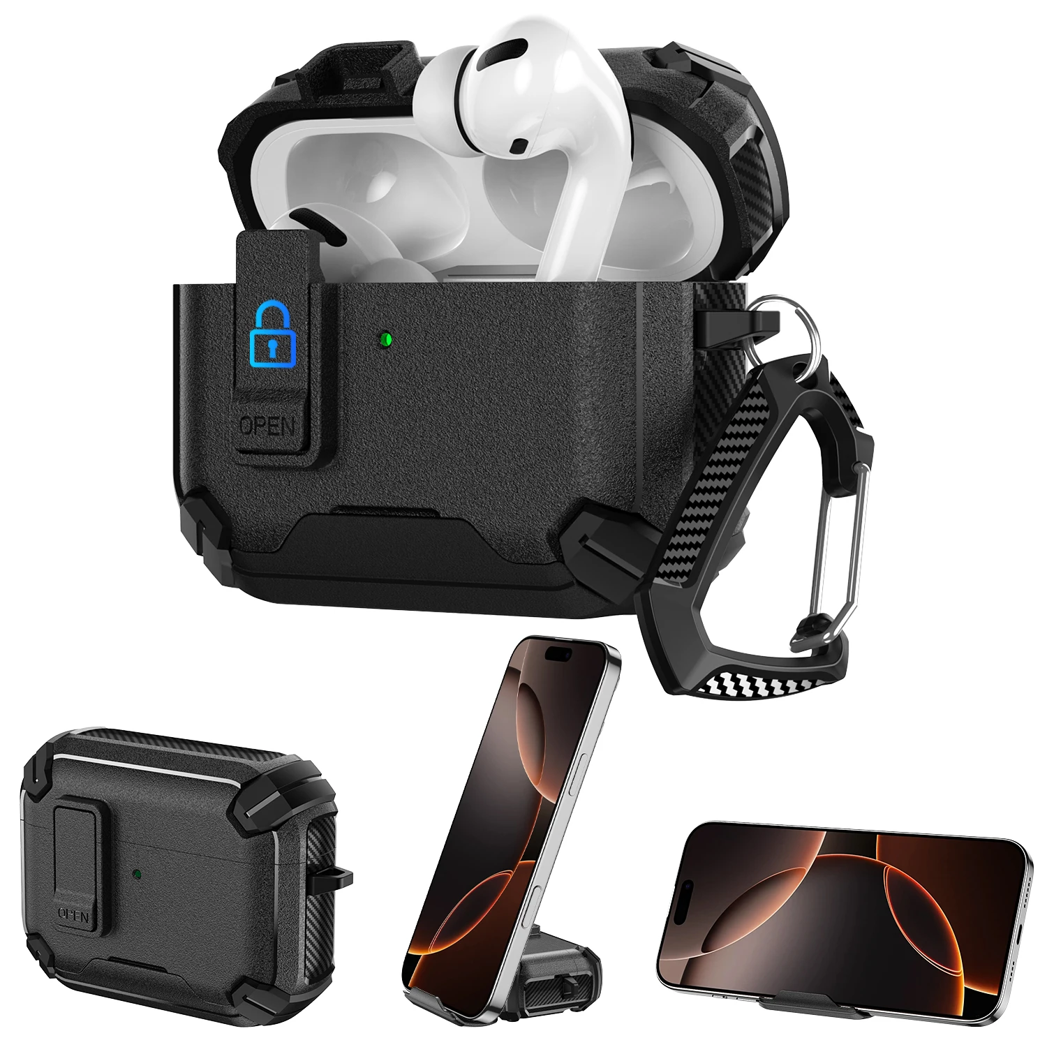 Nueva Funda Protectora con Bloqueo de Seguridad para AirPods Pro 3, Pro 2, Pro 4, Diseño de Soporte para Teléfono, TPU y PC, Accesorios para Auriculares