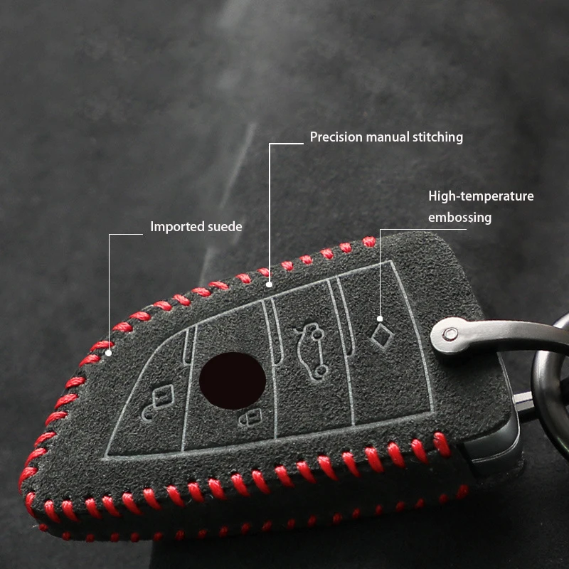 Luxury Suede Leather Car Remote Key Case Cover for BMW X1 X3 X5 X6 X7 F20 F15 F16 F48 G20 G30 Auto Keybag Protection Cover Shell