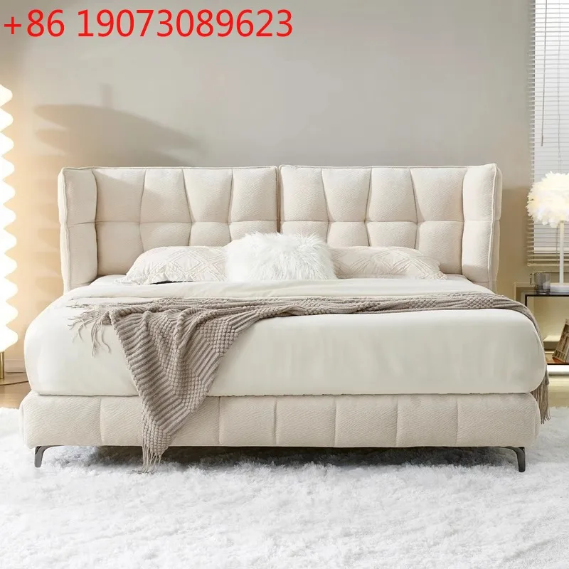 Cream wind muscle bed master bedroom double 1.8 meters wedding bed Italian minimalist fabric bed