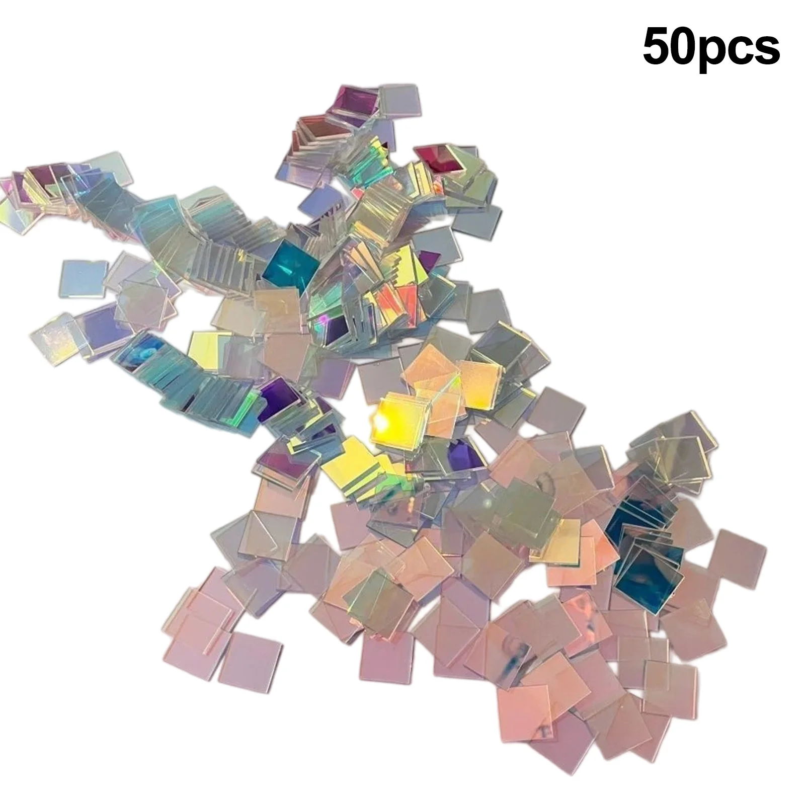 Iridescent Mosaic Tiles Easy To Paste Mini Rainbow Holographic Acrylic Squares for Art Light & Shadow Projects Resin  Jewelry