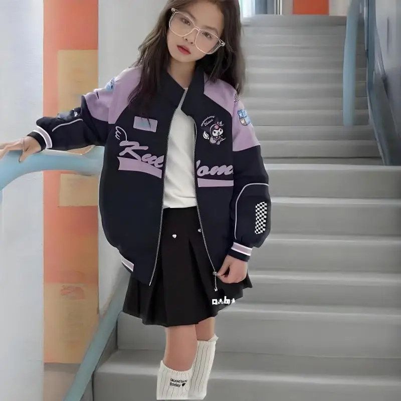 

Лидер продаж Miniso Girls Kuromi Cinnamoroll аниме детское пальто Kawaii куртка с длинными рукавами милая милая бейсбольная куртка с героями мультфильмов на открытом воздухе