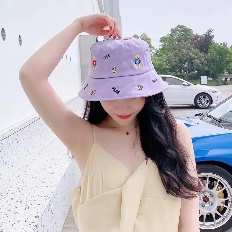 Mới Chịu Thêu Cotton Họa Tiết Cá Nón Nữ Đi Câu Cá Vành Mùa Hè Ngoài Trời Panama Thời Trang Hip Hop Chapeau