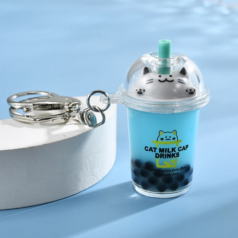 Bubble Tea Pendant Cartoon Milk Tea Pendants Keyrings Fashionable Acrylic Key Rings Jewelry for Backpacks and Phone