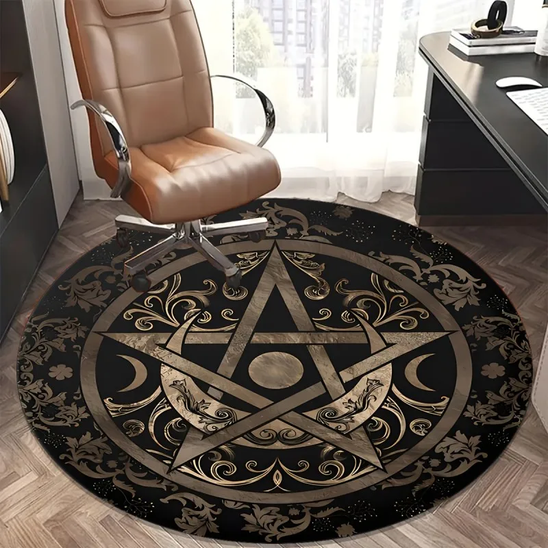 Round Skull Pentagram Rug Gothic Satanic Area Carpet Non-Slip Bedroom Floor Mat Occult Decor 2026