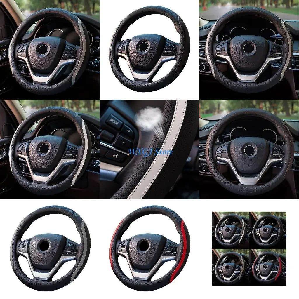 

37JE Universal Stylish Steering Wheel Cover Soft Microfiber Leather Auto Accessories