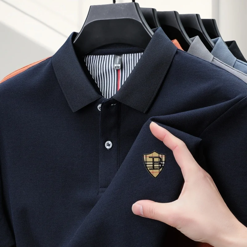Summer luxury brand exquisite printed short sleeved men's polo shirt 100%pure cotton preferred for business leisure daily travel