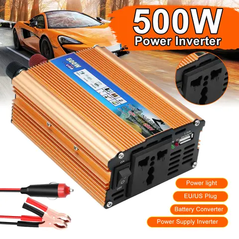 Auto Power Supply Inverter Voltage Transformer Battery Converter Car Power Inverter 500W Multifunctional DC 12V To AC 220V