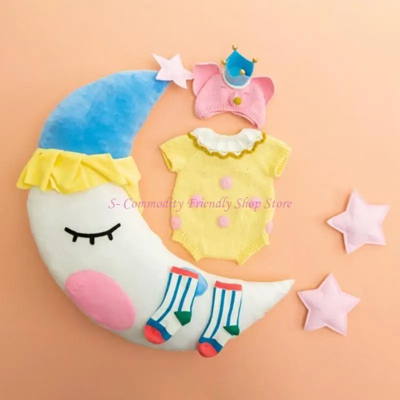 85AE 3/6 Pcs Baby Cotton Hat Romper Socks Set Newborn Photography Props Outfits Infants Photo Clothing