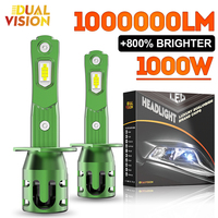 Dualvision H7 LED Headlight Bulbs CANBUS Lights H1 H4 H11 9005 9006 Mini Lamp 1:1 7535 CSP Wireless Car LED with Fan 4300K 6000K