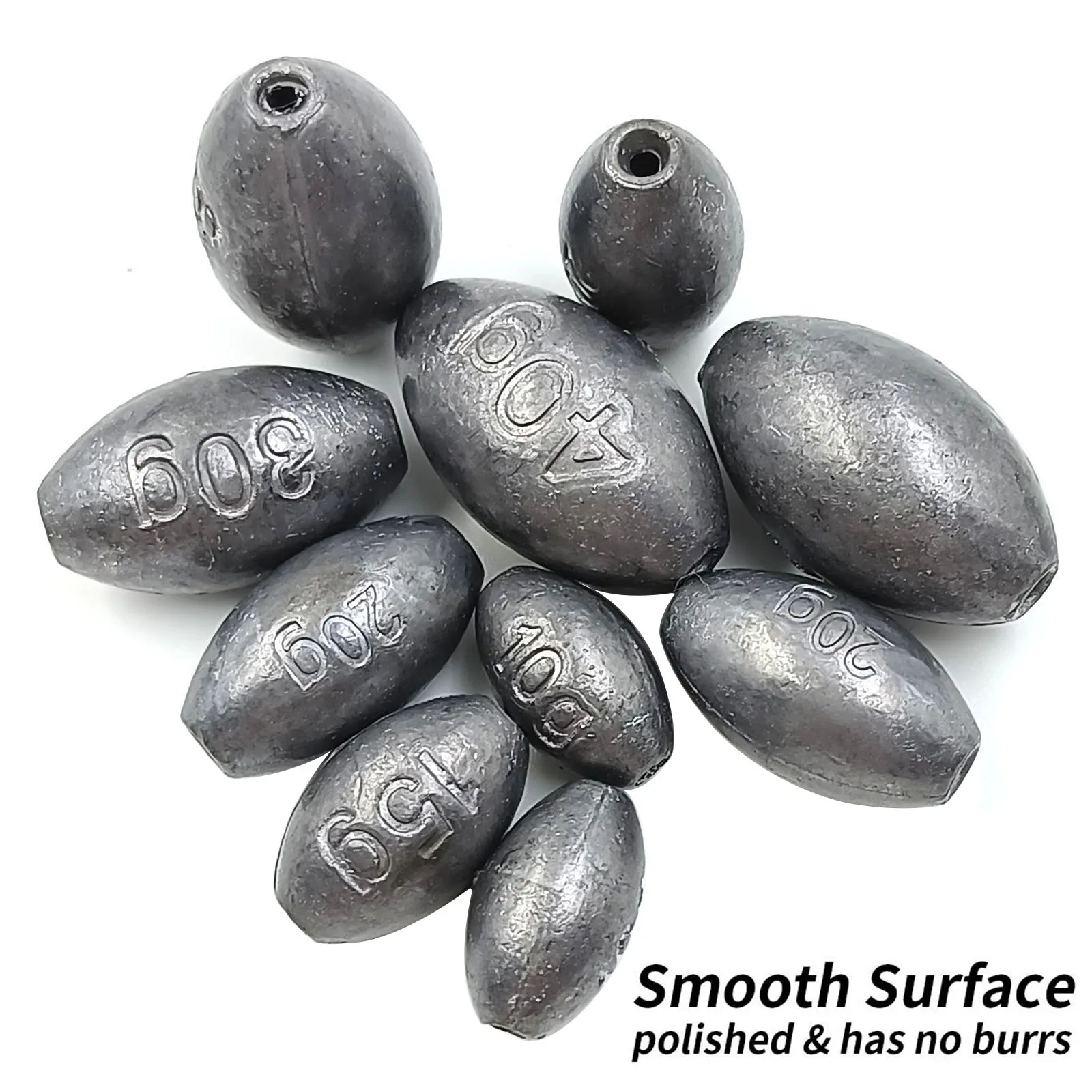 Egg Weights Fishing Sinkers Saltwater Freshwater Texas Carolina Rig Bass Fishing Oval Slip Lead Worm Weight Sinker 10g to 40g