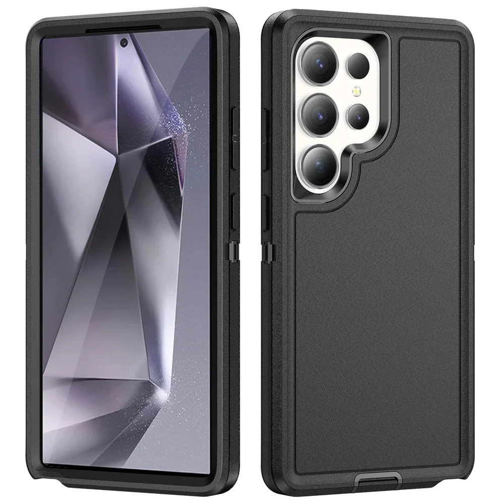3IN1 OTT صندوق درع كامل المدى PC + حافظة من البولي يوريثان لهاتف سامسونج جالاكسي S25 S24 S23 Ultra Plus FE A56 A36/26/16/06/55/35/25/15/05/S