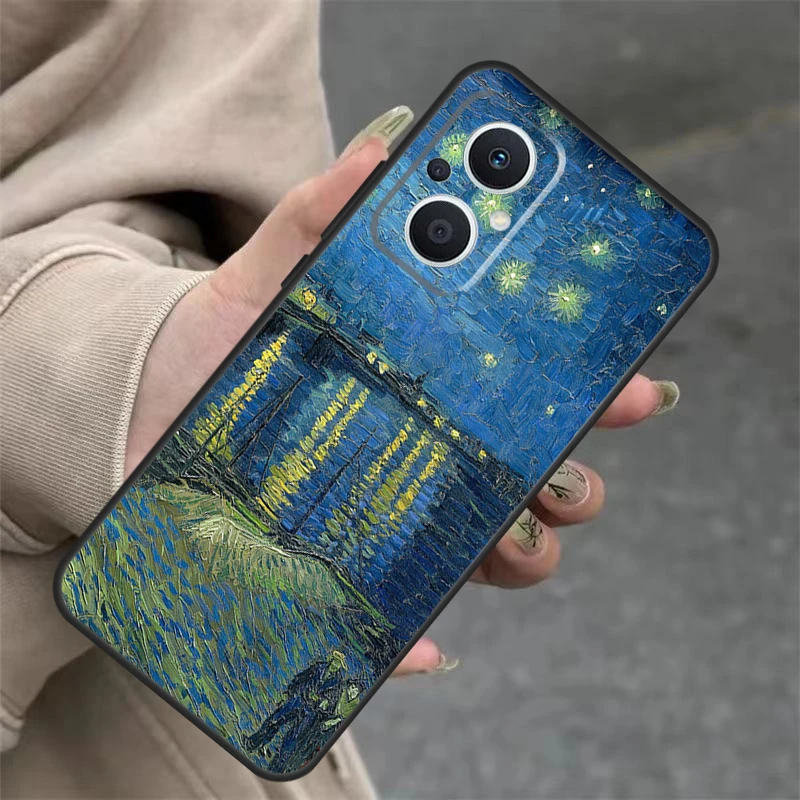 فان جوخ حقيبة الرسم الزيتي لأوبو ، رينو 4z 5z 8t 10 11 pro 11f 7 8 5 6 lite ، ابحث عن x6 x5 pro x2 x3 neo