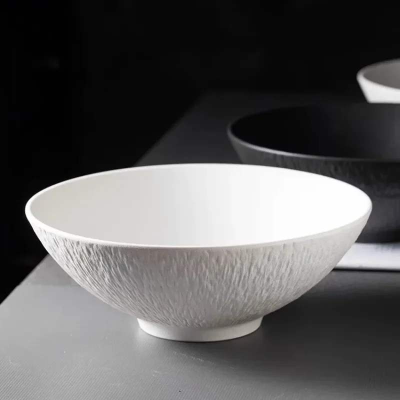 Frosted Stone Ceramic Lamian Noodles Bowl Round Hat Bowl Solid Color Stone Tableware Fruit Salad Bowl Kitchen Tableware