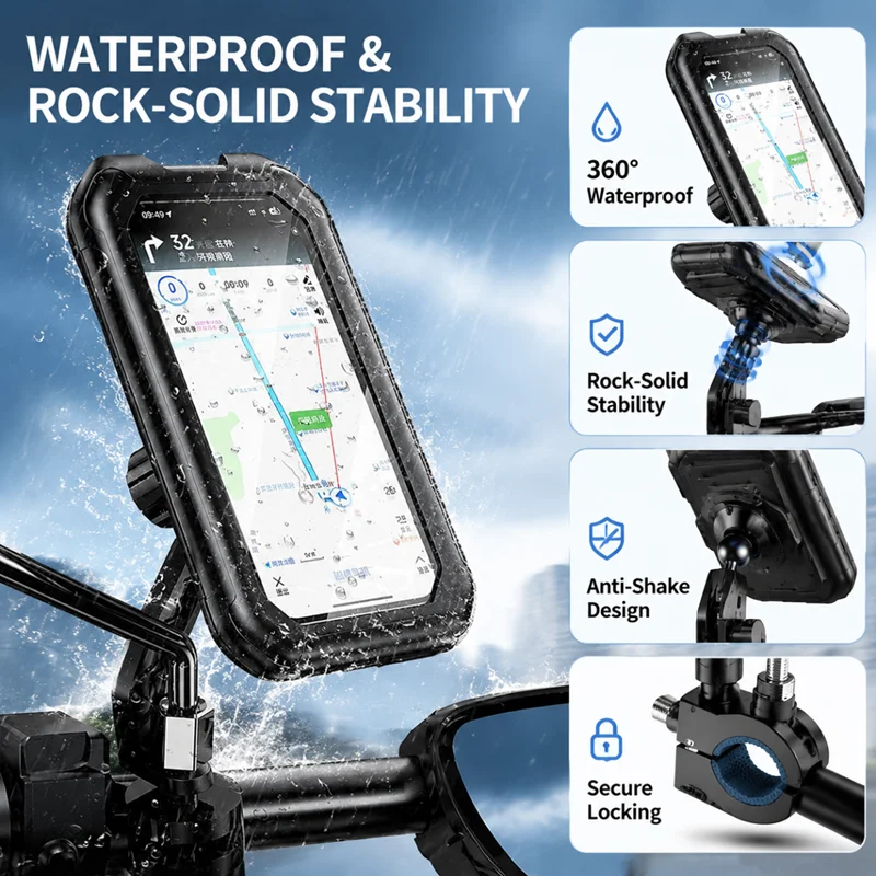 Mobile Phone Navigation Stand Motorcycle & Electric Vehicle Riding Stand Rainproof & Stable Mountain Bicycle Phone Stand view 2