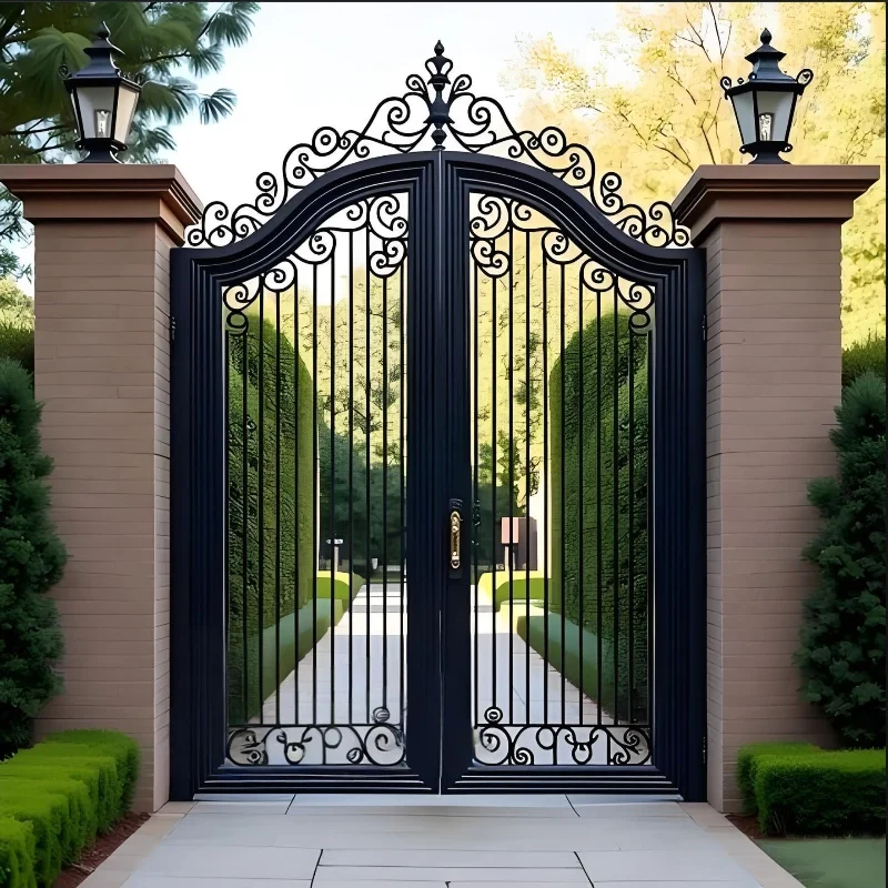تصميم بوابة الممر بوابة الحديقة الزينة الحديد المطاوع 12 × 6 قدم