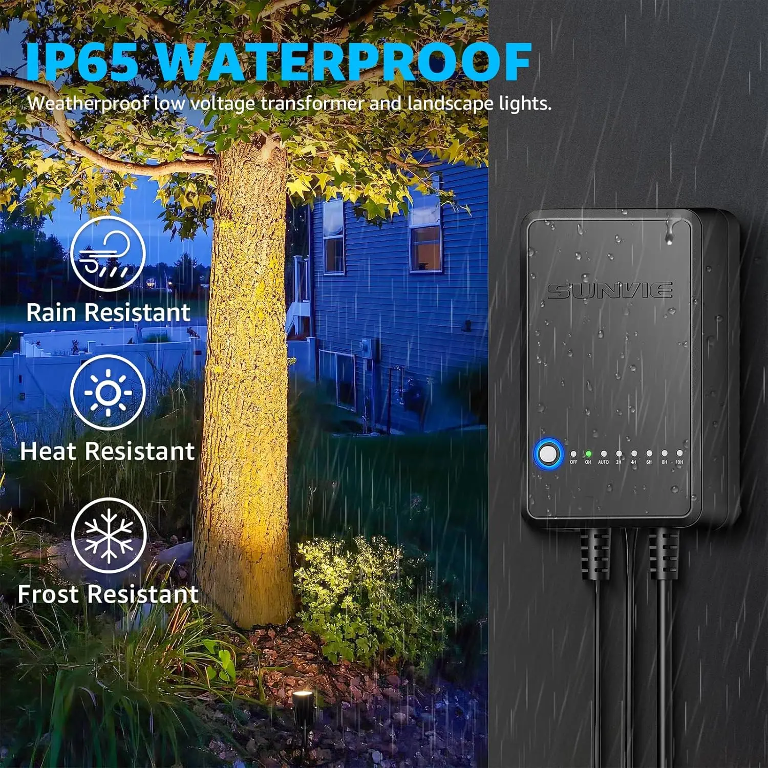 Complete laagspanning LED-landschapsverlichtingsset met 12 spots, transformator en draad