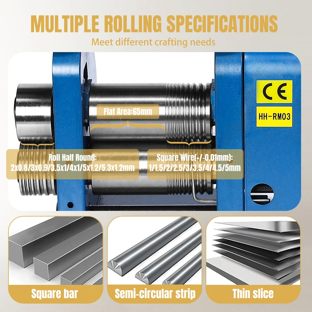 KATWAY Rolling Mills Gear Ratio 1:5.3 Manual Combination Metal Jewelry Sheet Square Semicircle Pattern Wire Roller Mill HH-RM03