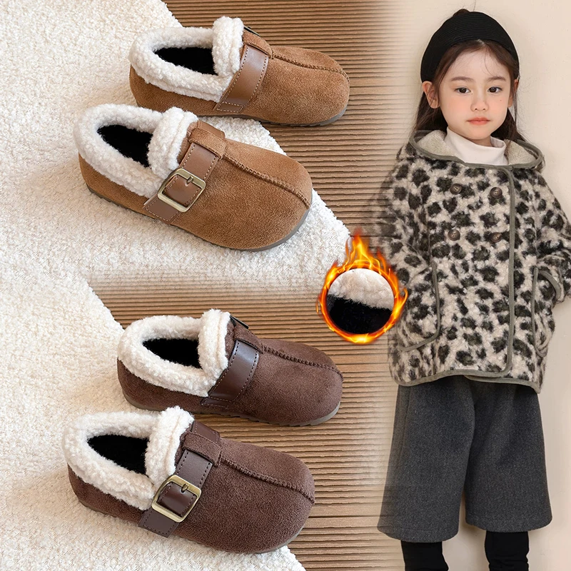 

Детские зимние ботинки, однотонные повседневные теплые ботильоны для девочек, новые модные универсальные детские уличные нескользящие хлопковые ботинки для мальчиков