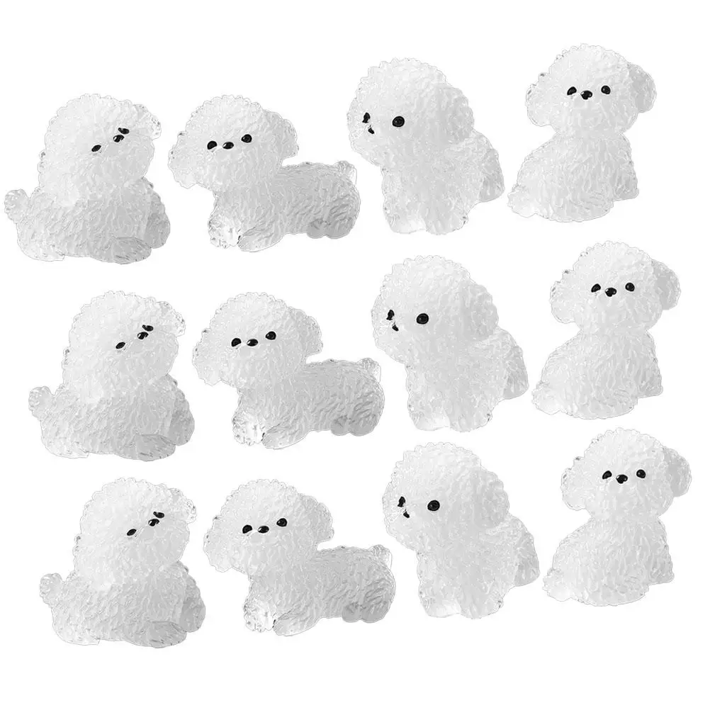

12 Pcs Miniature Dog Figurines Glow In Dark Resin Puppy Statue Night Light Decor Micro Landscape Mini Dog Ornament Tiny Animals