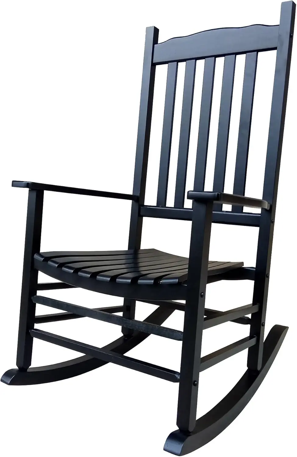 

Rocking Rocker - A001BK Black Wood Porch Rocker/Outdoor Rocking Chair -Easy to Assemble - Comfortable Size-Outdoor or Indoor Use