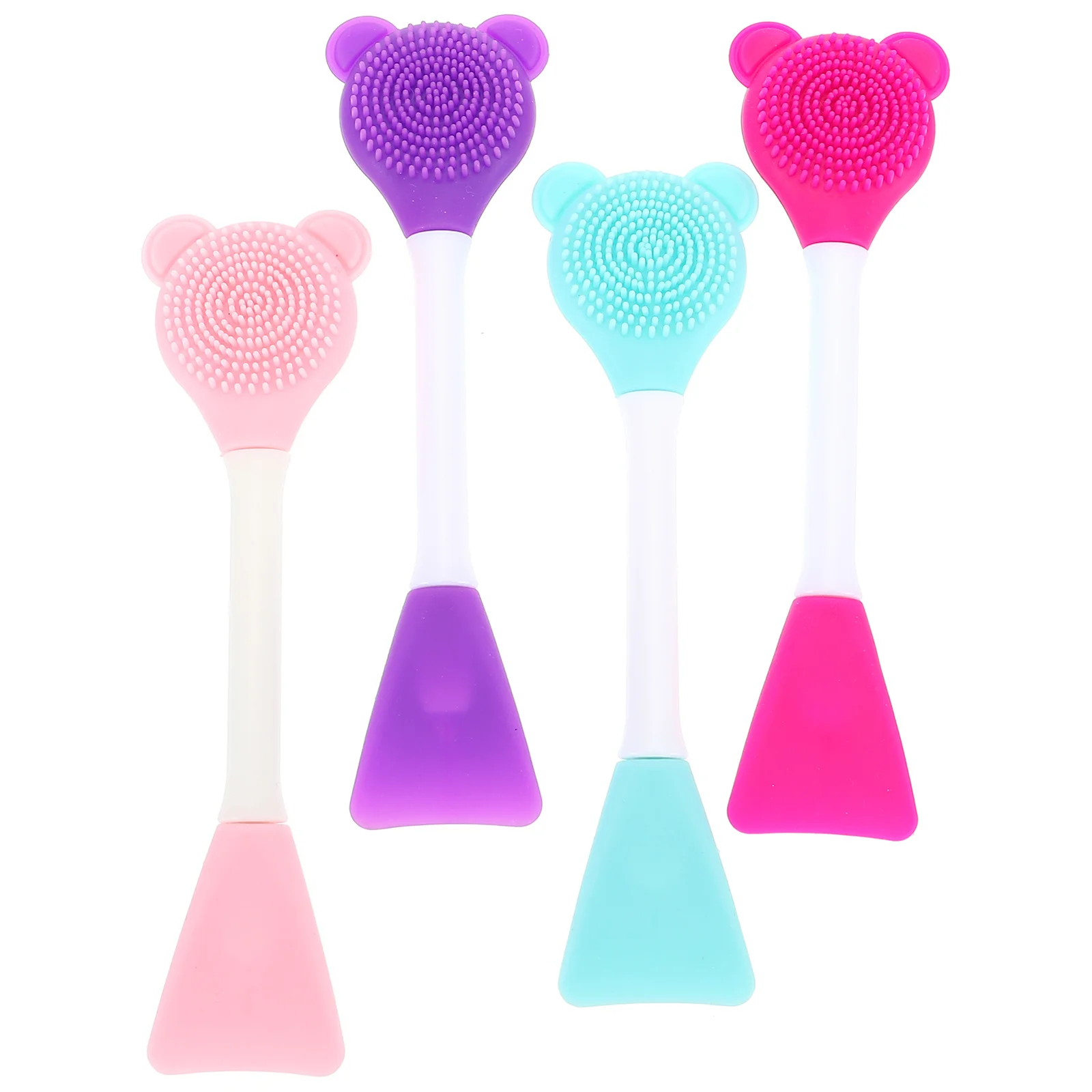 4 stuks gezichtsmaskerborstel dubbelzijdige siliconen gezichtsreinigingsborstel poriereiniger schoonheidstool voor huidverzorging gezichtsmasker applicator