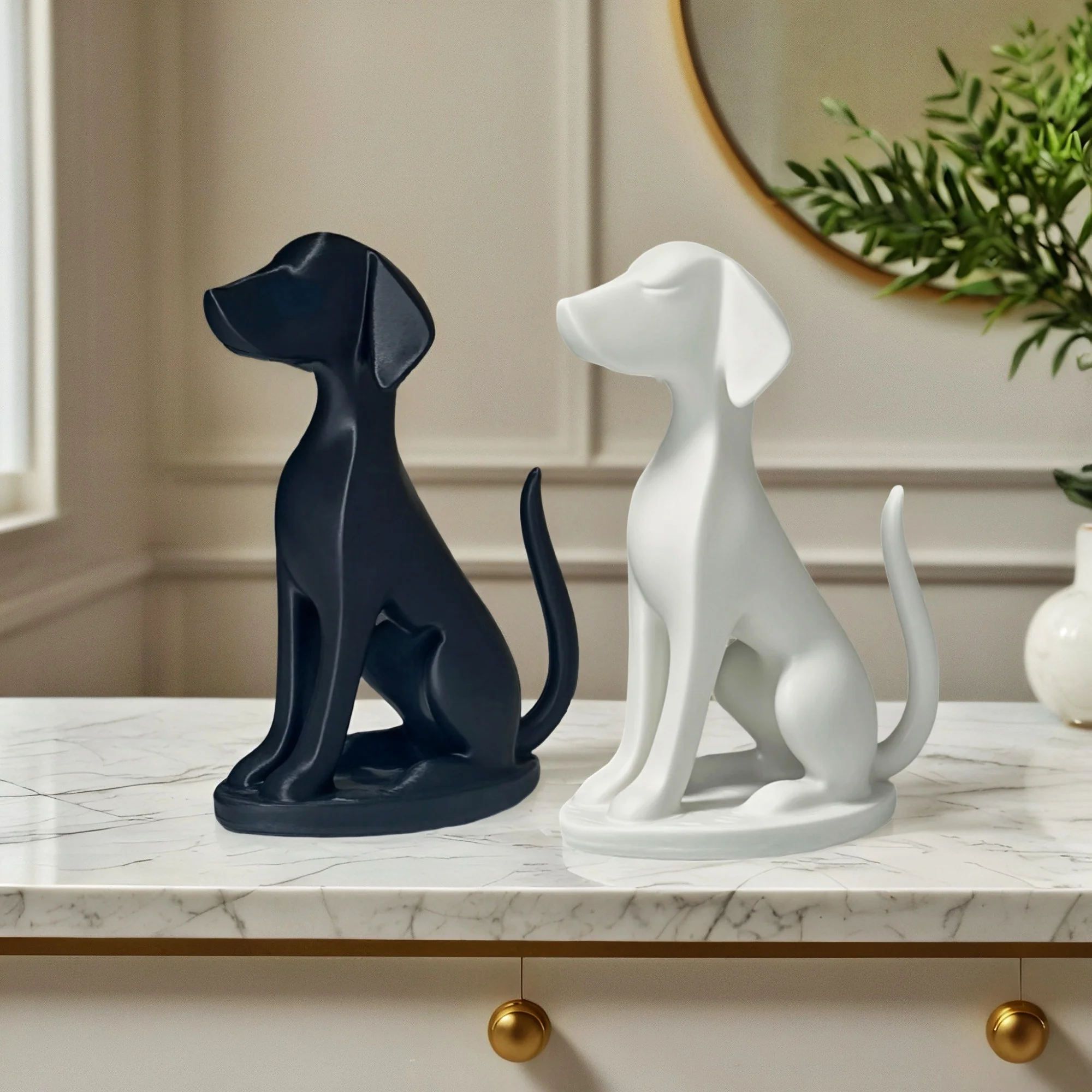 Abstract Sitting Dog Sculpture,  Modern Minimalist Dog Figurine, Home Decor for Dog Lovers, Desk Shelf Ornament - view 2