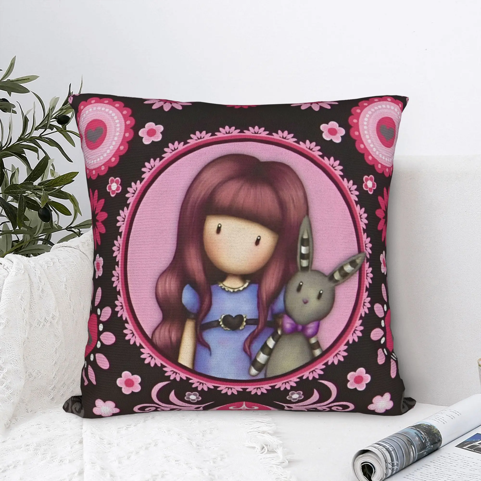 Gorjuss Santoro Square Pillow Case Doll Cartoon Cushion Covers Creative Zippered Decor Pillowcase for Seat 40*40cm