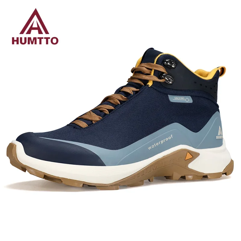 

HUMTTO Outdoor Men's Boots Platform Luxury Designer Rubber Ankle Boots for Men Winter Rubber Black Work Safety Tactical Shoes