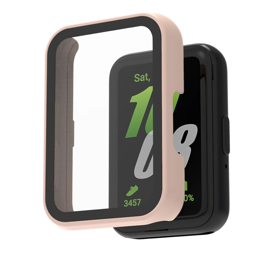 Geïntegreerde PC-horlogekast + gehard glazen schermbeschermer voor Samsung Galaxy Fit 3 SM-R390 Volledige cover Schokbestendig Anti-kras