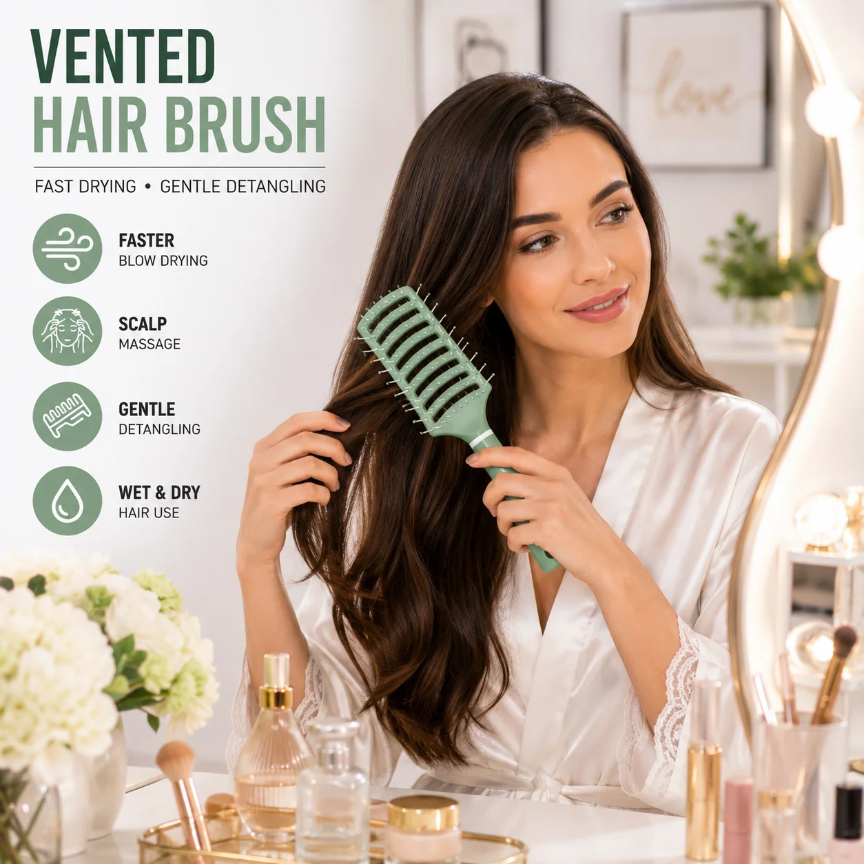 Paddle Vent Hair Brush for Scalp Massage - Fast Blow Dry Wet Dry Hair Styling Tool for Salon And Home Use