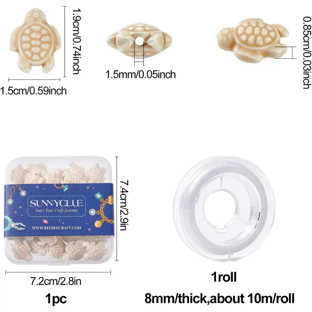 1 caixa 40 pçs contas de tartaruga porcelana em massa contas de tartaruga encantos esculpidos oceano animal espaçador contas fio elástico para jóias diy