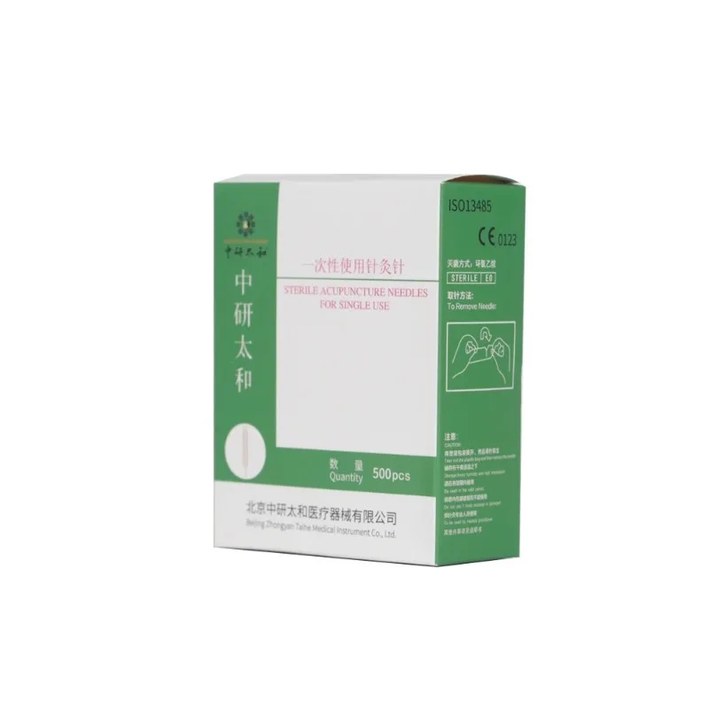 ZHONGYAN TAIHE Copper Handle Disposable Sterile Acupuncture Needles with Guide Tube 500PCS/1 Box