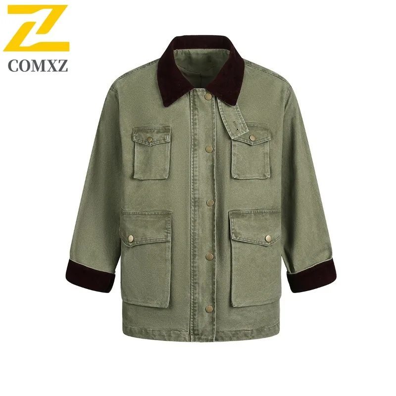 

COMXZ мужские хлопковые куртки высокого качества для путешествий в стиле ретро в американском стиле повседневный прогулочный плащ выходные прогулочные удобные пальто
