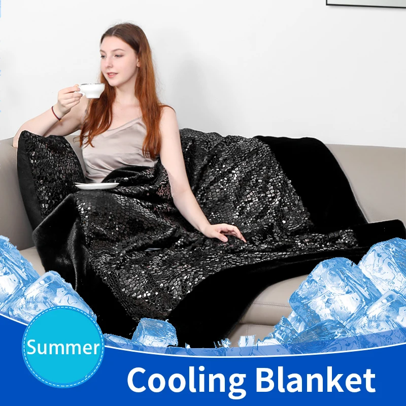 Cooling Blanket Summer Air Conditioner blanket Fashion Nordic Style With Sequins Super Soft Plaid Lightweight  Throw Blanket