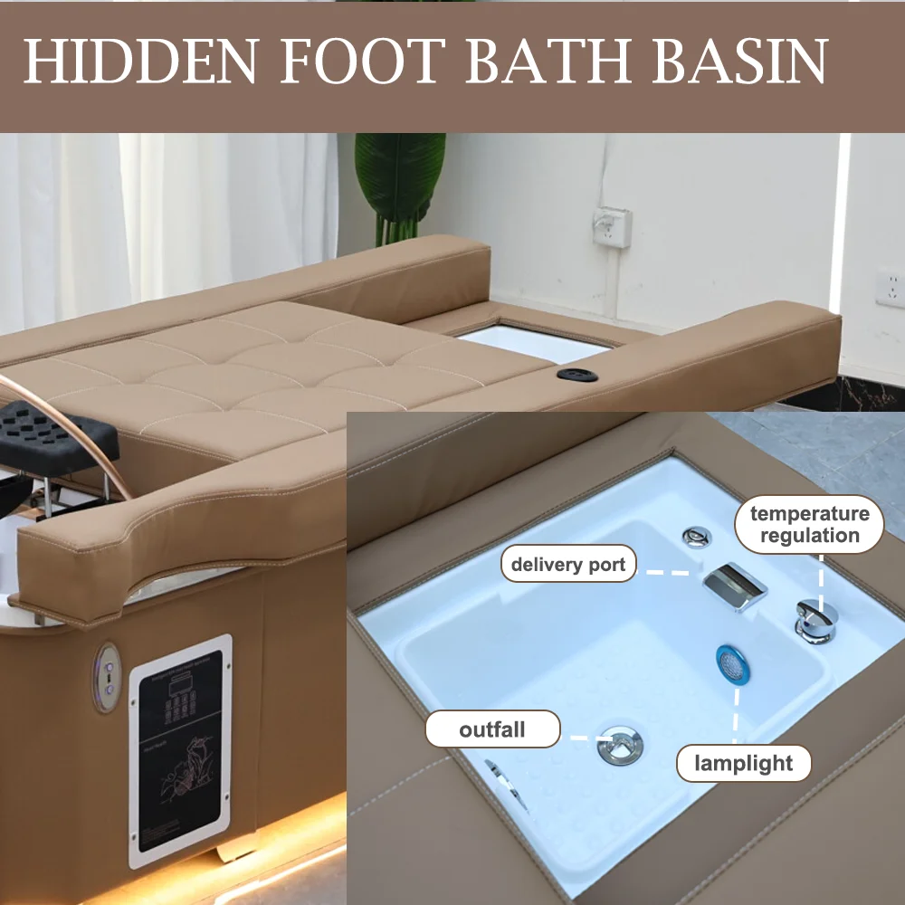 Multifunction 2 in 1 beauty salon back lift hair washing and foot bath massage chair head spa japanese bed