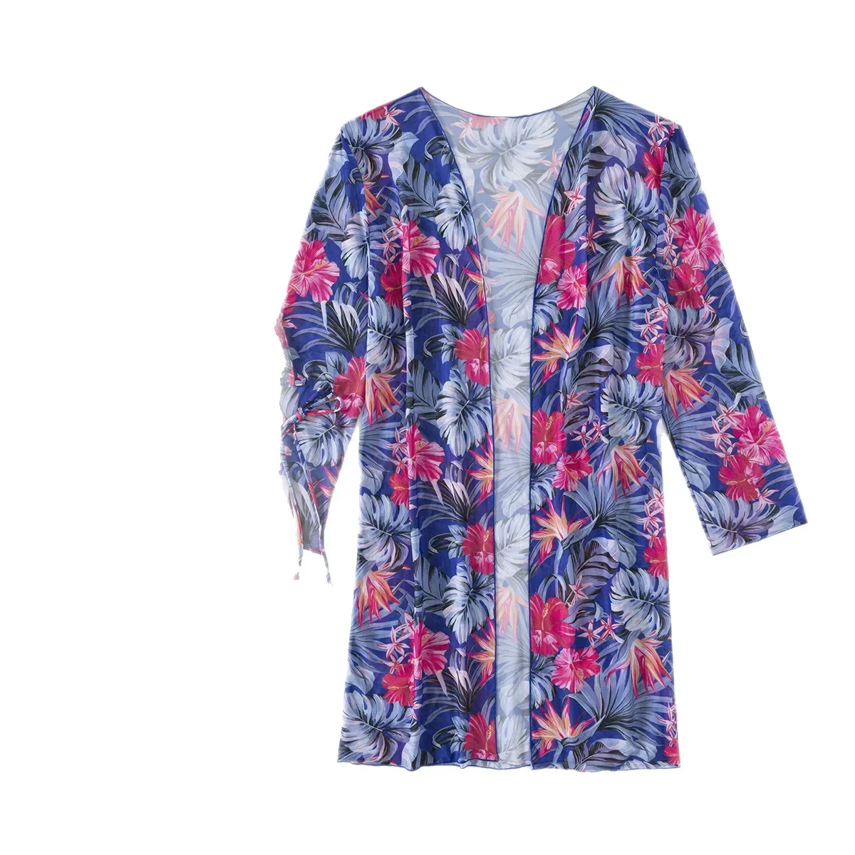 

New Foreign Trade Bikini Three Piece Set Printed Flat Pants Long Sleeve Hoodies Swimsuit Women