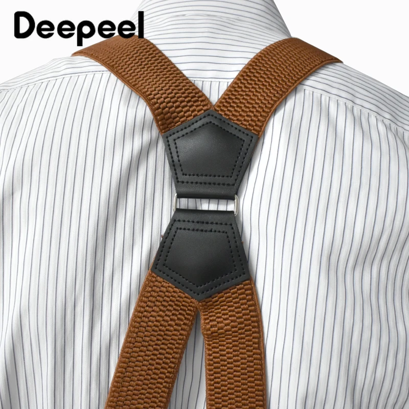 สายเอี๊ยมผู้ชาย 1 ชิ้น ขนาด 3.8*120 ซม. แบบ 4 คลิป สายยางยืด ปรับได้ รูปตัว X สำหรับผู้ใหญ่ สายรัดกางเกง จ๊อคสแตรป