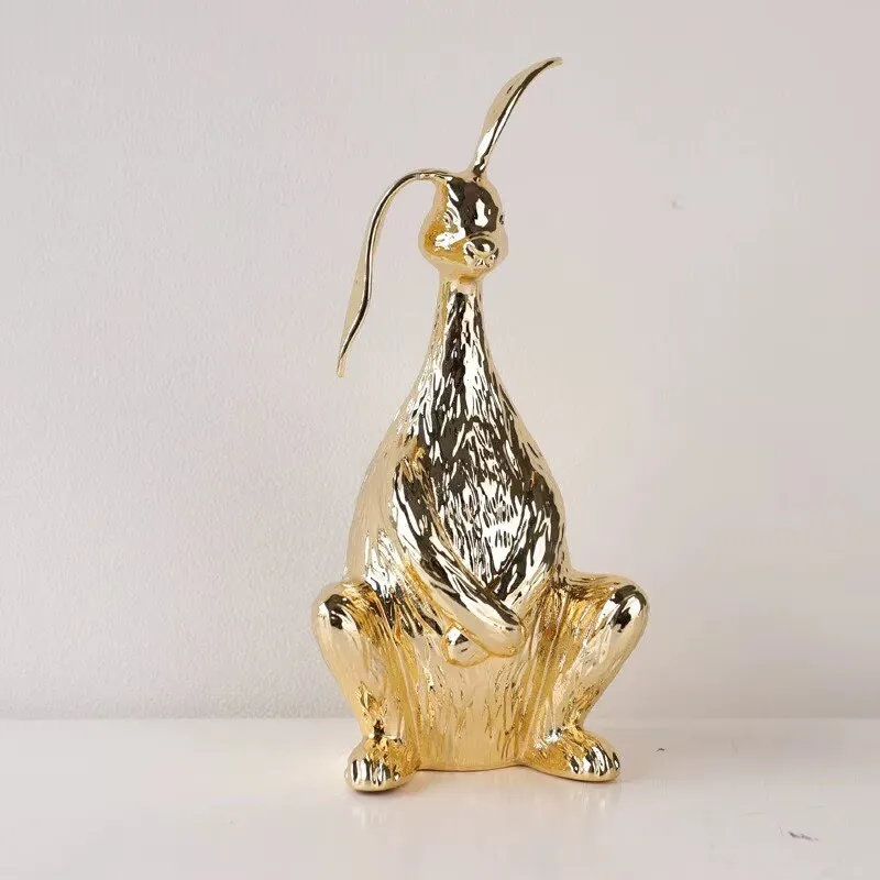 Italian simulation animal statue sculpture creative long eared rabbit decoration ornament sample living room desktop decoration