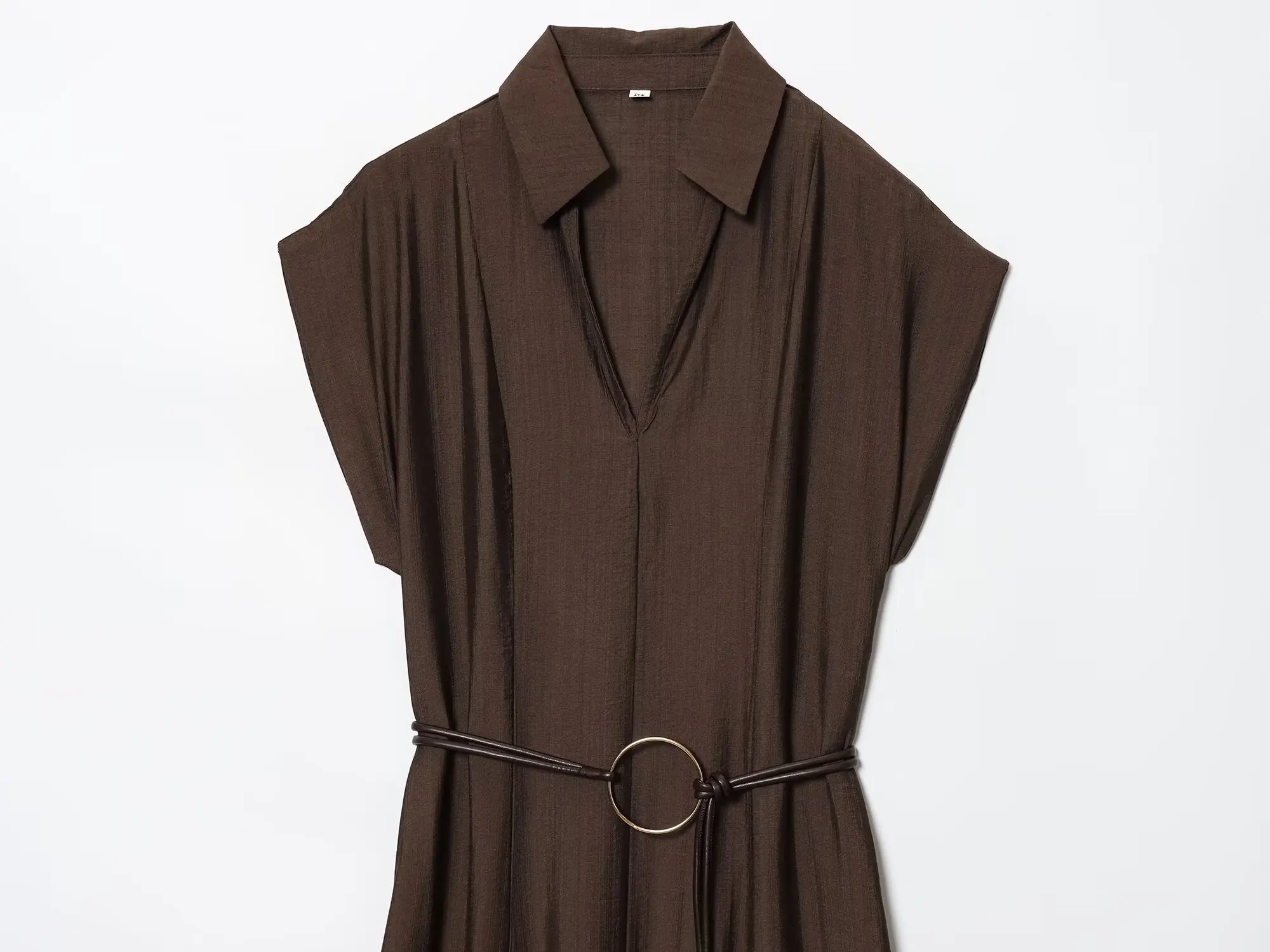 فساتين KONDALA Brown Chic لخريف 2025 للسيدات غير رسمية وشاحات بدون أكمام طويلة ثنيات فساتين نسائية عتيقة على الموضة