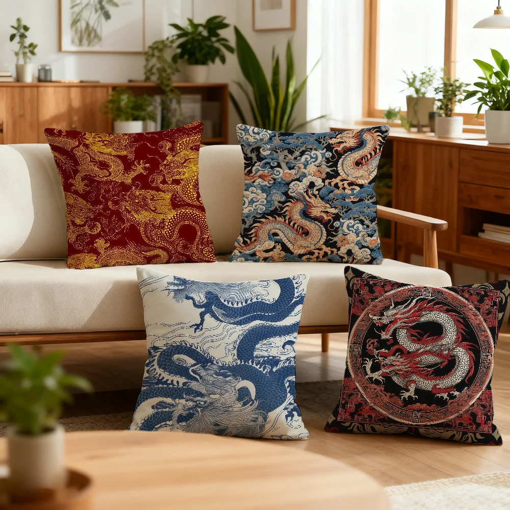 Blue and White Dragon Cushion Cover Best Home Office Coffee Pillow Sofa Printing Decoration Room Shop Car Nordic Simplicity Hit