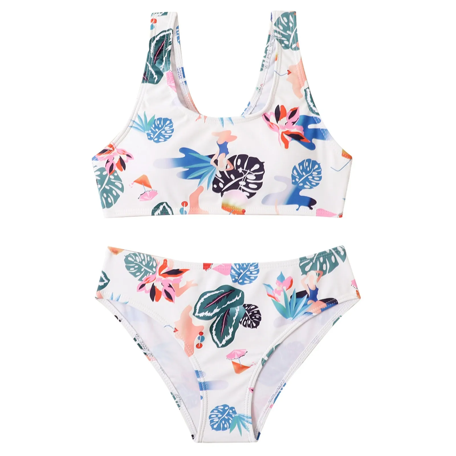 Girls Slim Swimsuits Summer Big Kids Thin Straps Summer Big Kids Girls Swimsuits Bikini Set Two Piece Big Girls Swimsuits