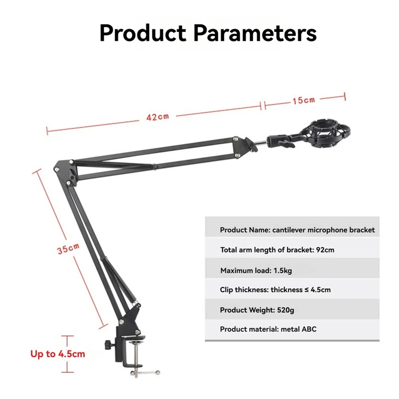 Microphone Arm Stand Table Top Universal Cantilever Microphone Stand Microphone Shock Clamp Stand For Microphone