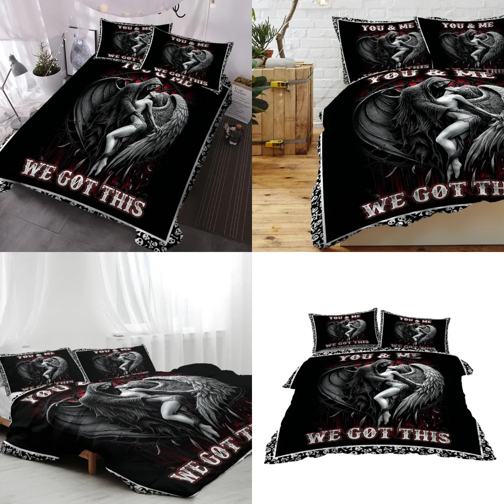 

Luxurious Skull And Woman Bedding Sets - 3 Piece Bedspreads with Duvet Cover and 2 Pillow Shams - Stunning Bedroom Decor for a U