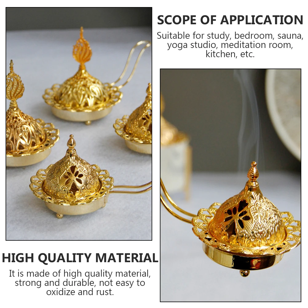 

Luxury Golden Incense Burner Holder European Style Home Decor Wedding Centerpiece Arabic Design Censer Boho Table