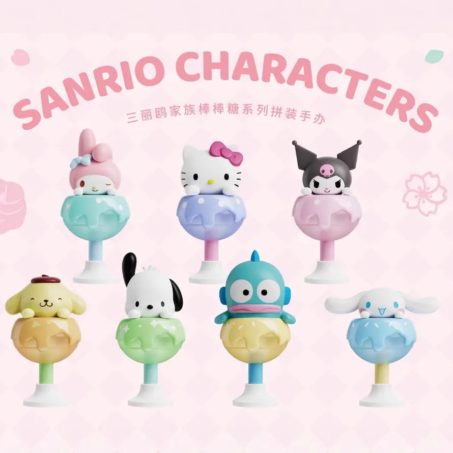 

Sanrio Family Lollipops Assemble Action Figure Blind Box Hellokitty Kurom Trend Toy Can Be Used As Keycap Doll Ornament Dec Gift